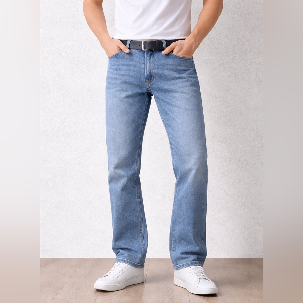 ANANKE Light Wash Stretch blue Jeans men’s Size 34 Straight Leg‎ Denim Pants NWT